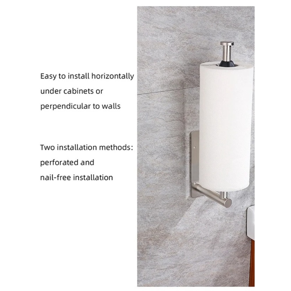 Stainless Steel Adhesive Paper Towel Holder Wall Mount For Kitchen Bathroom Storage 1