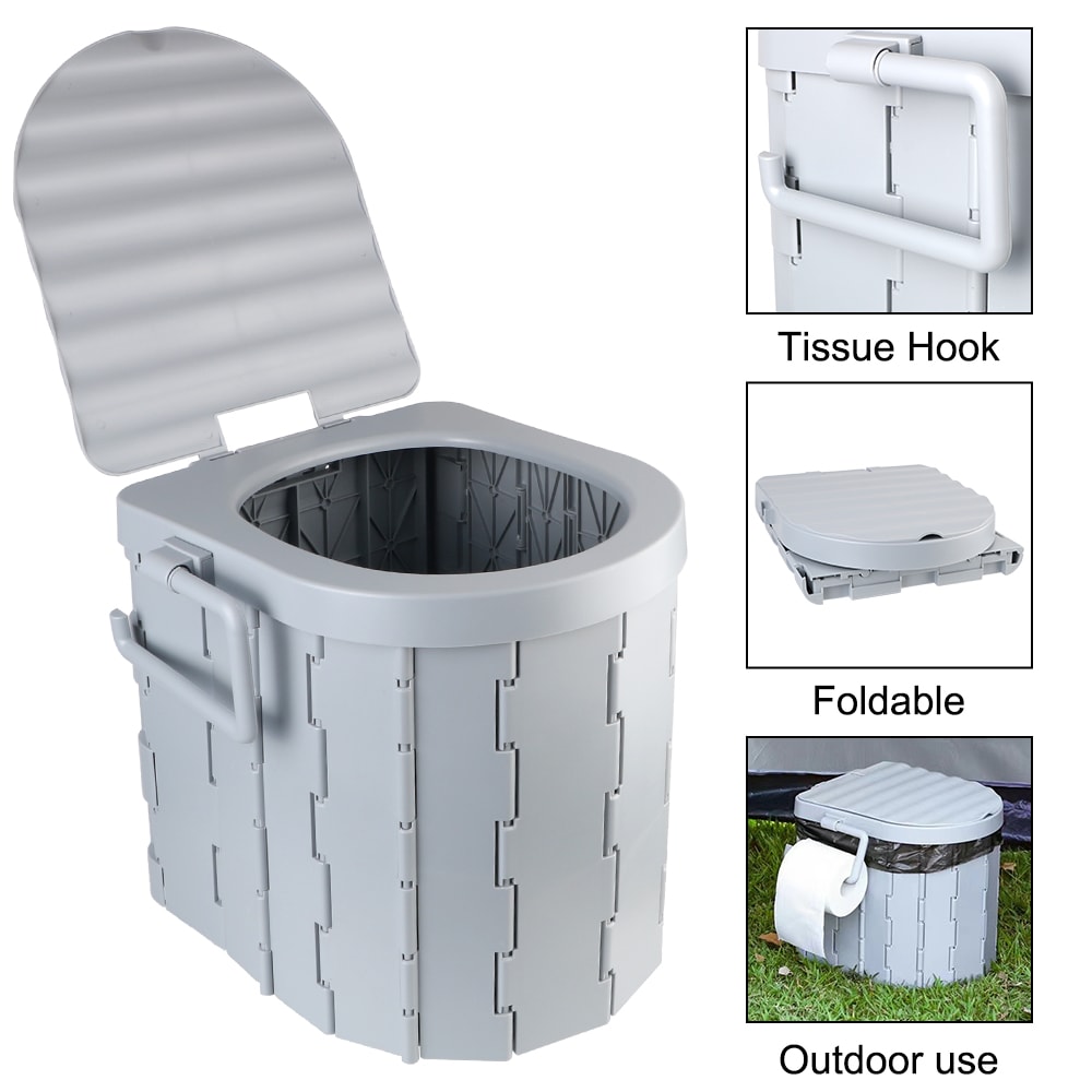 Portable Folding Camping Toilet Seat with Lid Compact Emergency Travel Toilet for Car and Outdoors