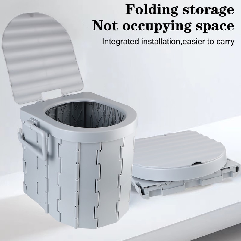 Portable Folding Camping Toilet Seat with Lid Compact Emergency Travel Toilet for Car and Outdoors