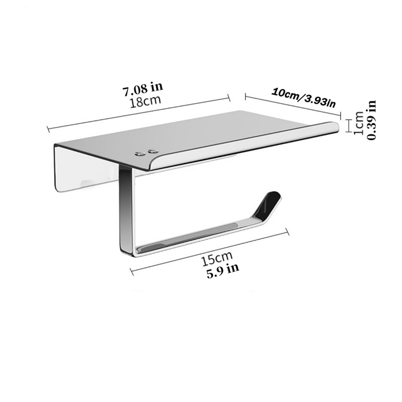 Wall Mount Toilet Paper Holder with Shelf Phone Storage Bathroom Organizer