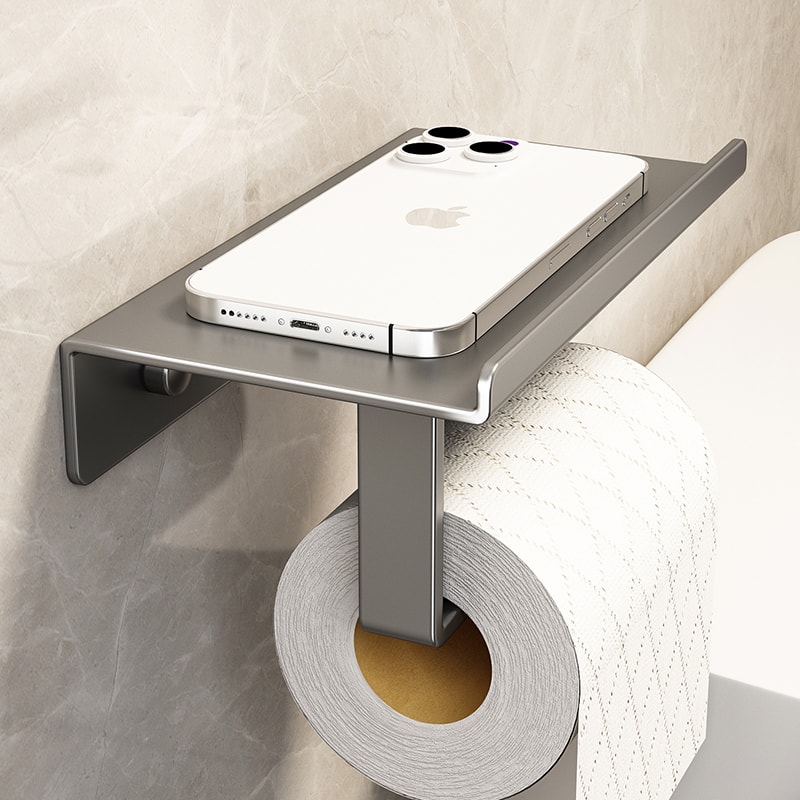 Wall Mount toilet paper holder with Shelf Stainless Steel Bathroom paper holder with Phone Storage