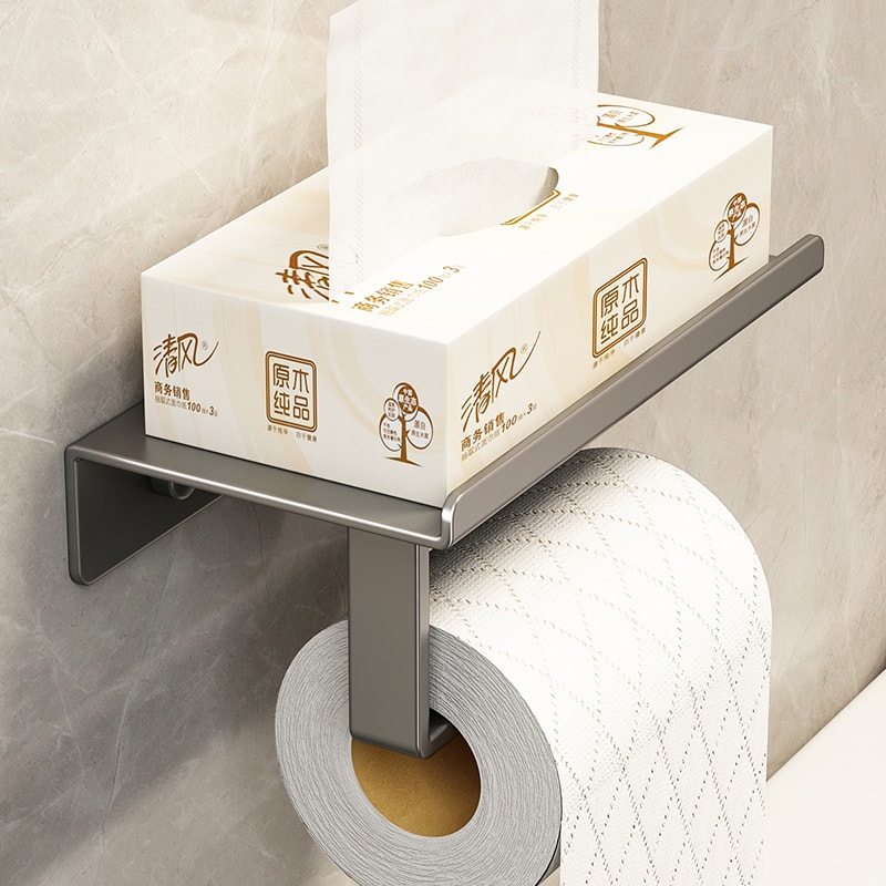 Wall Mount toilet paper holder with Shelf Stainless Steel Bathroom paper holder with Phone Storage