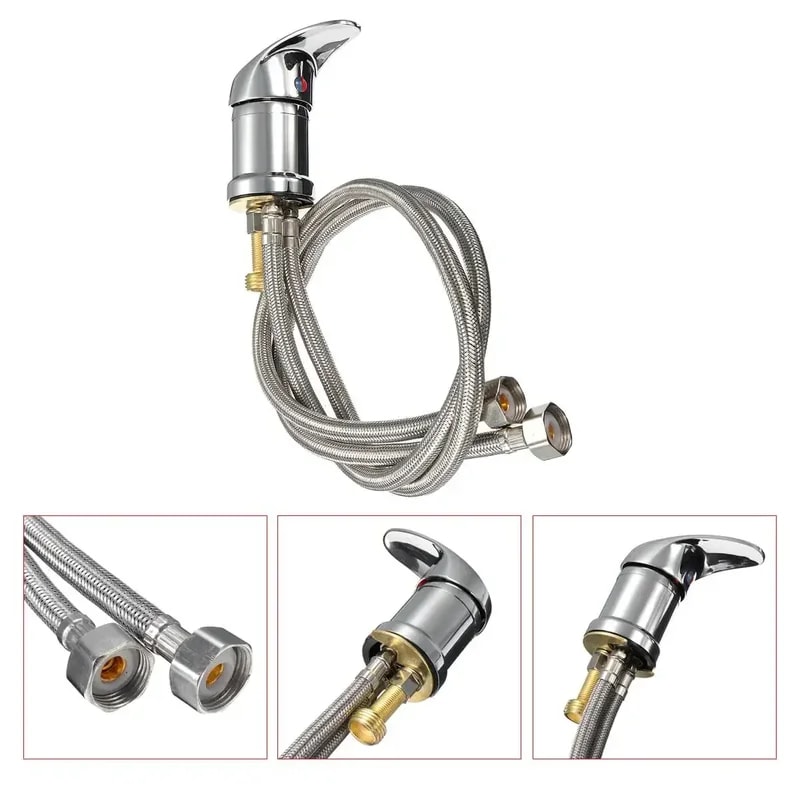 Salon Shampoo Bowl Faucet Set with Spray Hose Hot Cold Mixer Replacement Kit