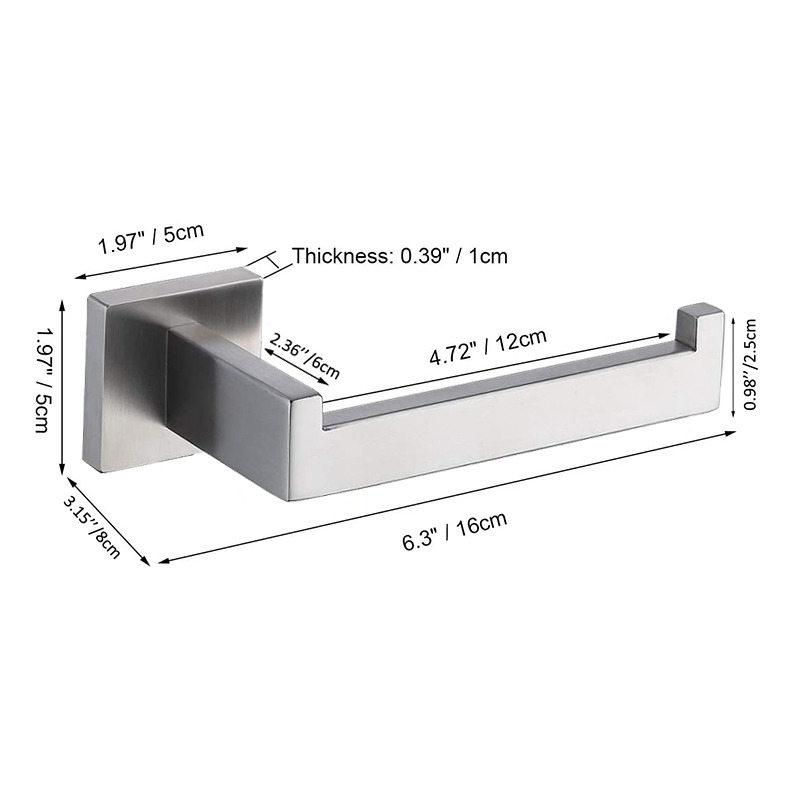 Matte Black Toilet Paper Holder Wall Mounted Stainless Steel Bathroom Organizer