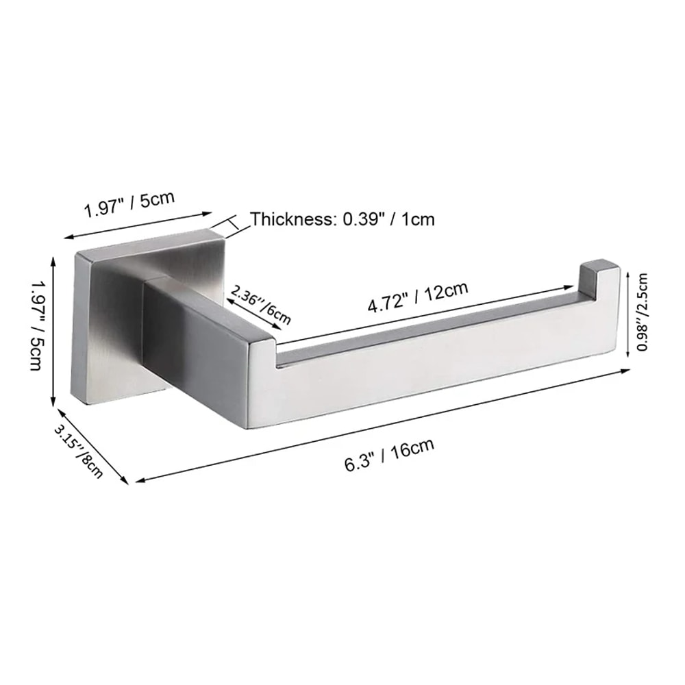 Matte Black Toilet Paper Holder Wall Mounted Stainless Steel Bathroom Organizer