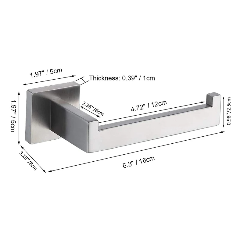 Matte Black Toilet Paper Holder Wall Mounted Stainless Steel Bathroom Organizer