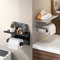 Stainless Steel Adhesive Toilet Paper Holder With Shelf Wall Mounted Bathroom Organizer Rack 0