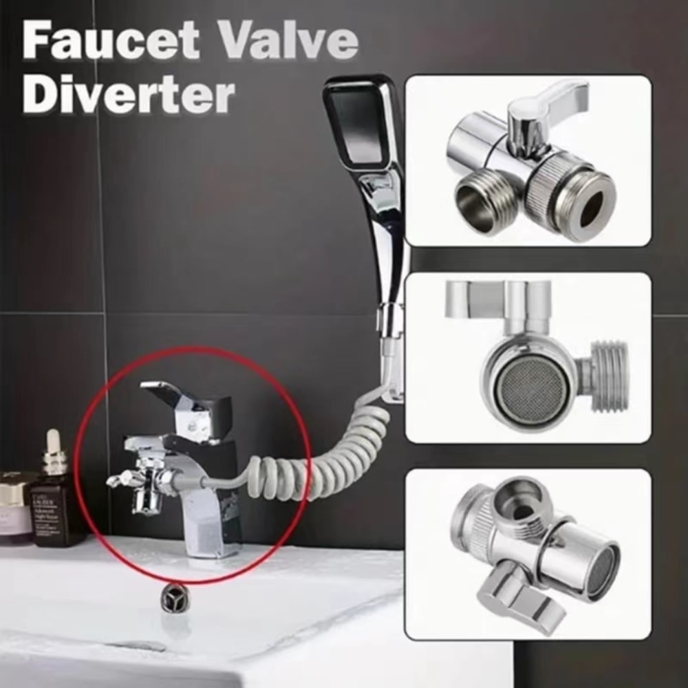 Universal Faucet Splitter Valve with Easy Switch for Kitchen Shower and Bathroom Tap