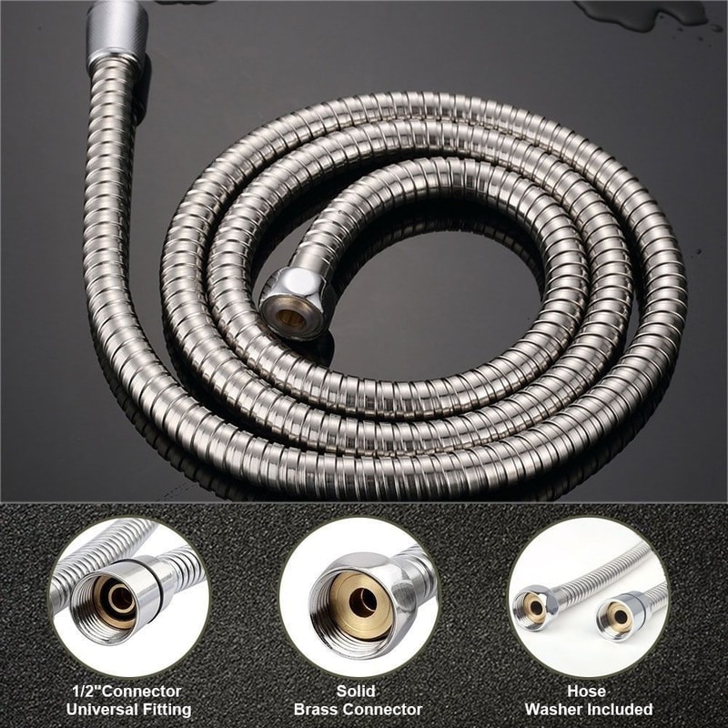 Flexible Stainless Steel Shower Hose With Copper Core Anti Kink Bathroom Pipe 2