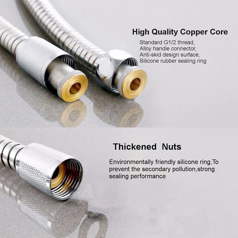 Flexible Stainless Steel Shower Hose With Copper Core Anti Kink Bathroom Pipe 4