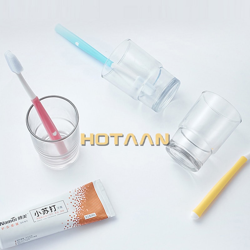 Modern Glass Toothbrush Holder Transparent Matte Bathroom Cup