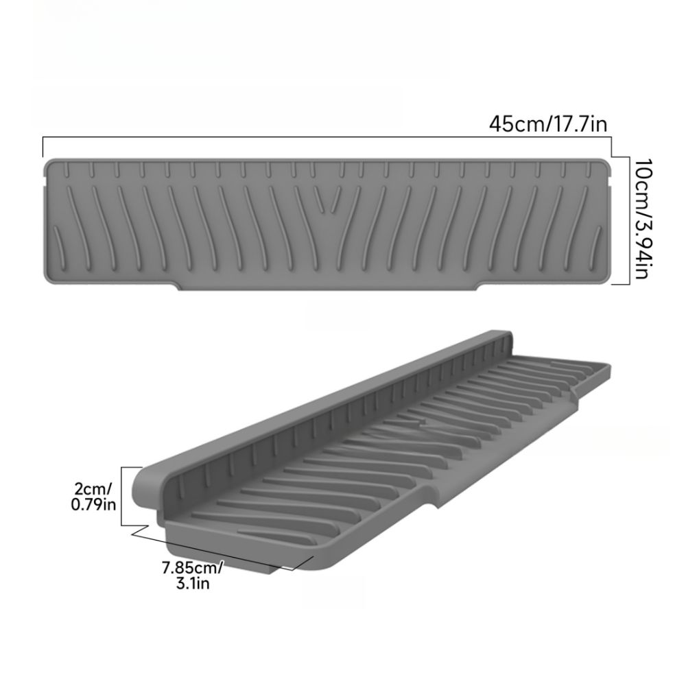 Extendable Silicone Faucet Mat for Sink Anti Slip silicone sink mat with Drain Holder