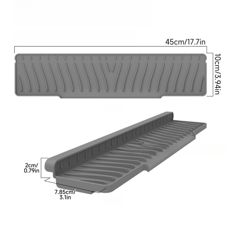 Extendable Silicone Faucet Mat for Sink Anti Slip silicone sink mat with Drain Holder