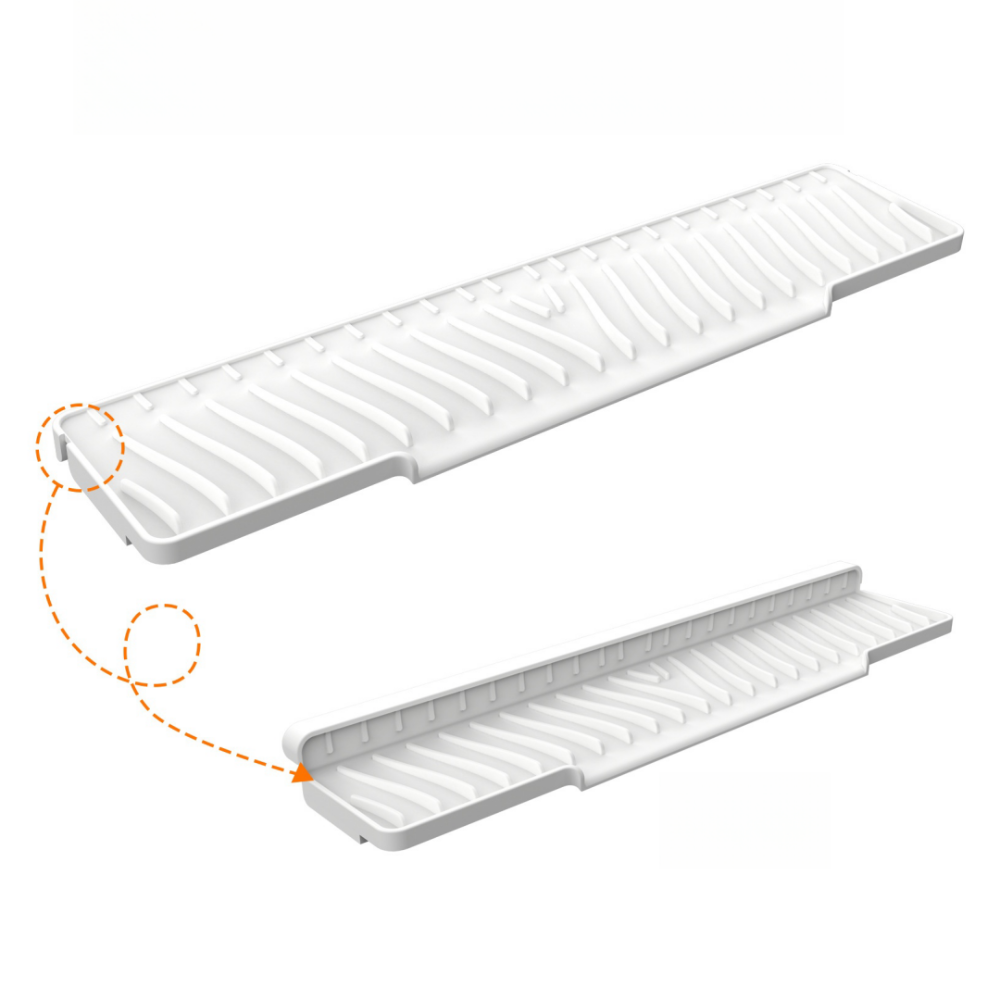 Extendable Silicone Faucet Mat for Sink Anti Slip silicone sink mat with Drain Holder