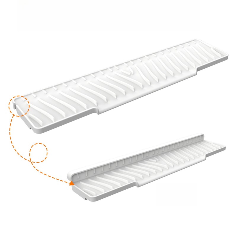 Extendable Silicone Faucet Mat for Sink Anti Slip silicone sink mat with Drain Holder