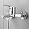Wall Mounted Dual Spout Bathroom Faucet with Hot Cold Mixer Chrome Basin Tap