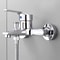 Wall Mounted Dual Spout Bathroom Faucet with Hot Cold Mixer Chrome Basin Tap