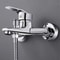 Wall Mounted Dual Spout Bathroom Faucet with Hot Cold Mixer Chrome Basin Tap