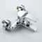 Wall Mounted Dual Spout Bathroom Faucet with Hot Cold Mixer Chrome Basin Tap