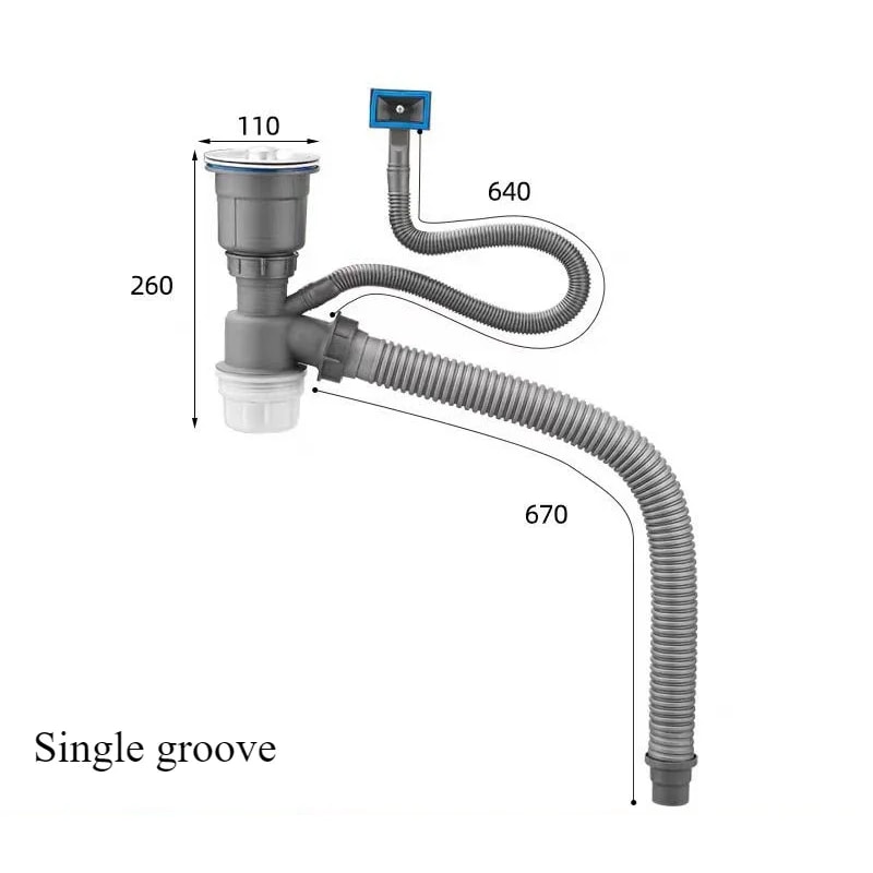 Double Basin Kitchen Sink Drain Pipe Kit with Odor Proof Anti Clog Drainer