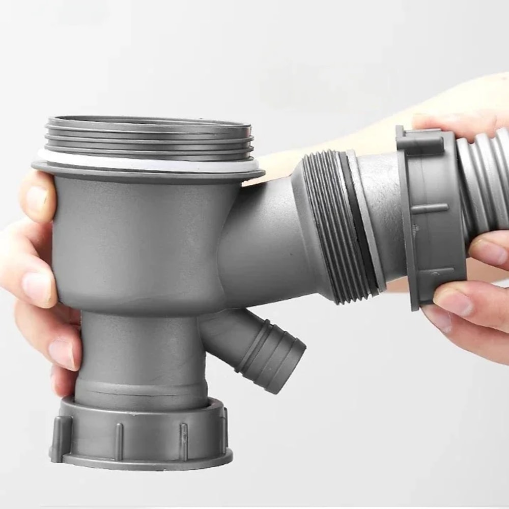 Double Basin Kitchen Sink Drain Pipe Kit with Odor Proof Anti Clog Drainer