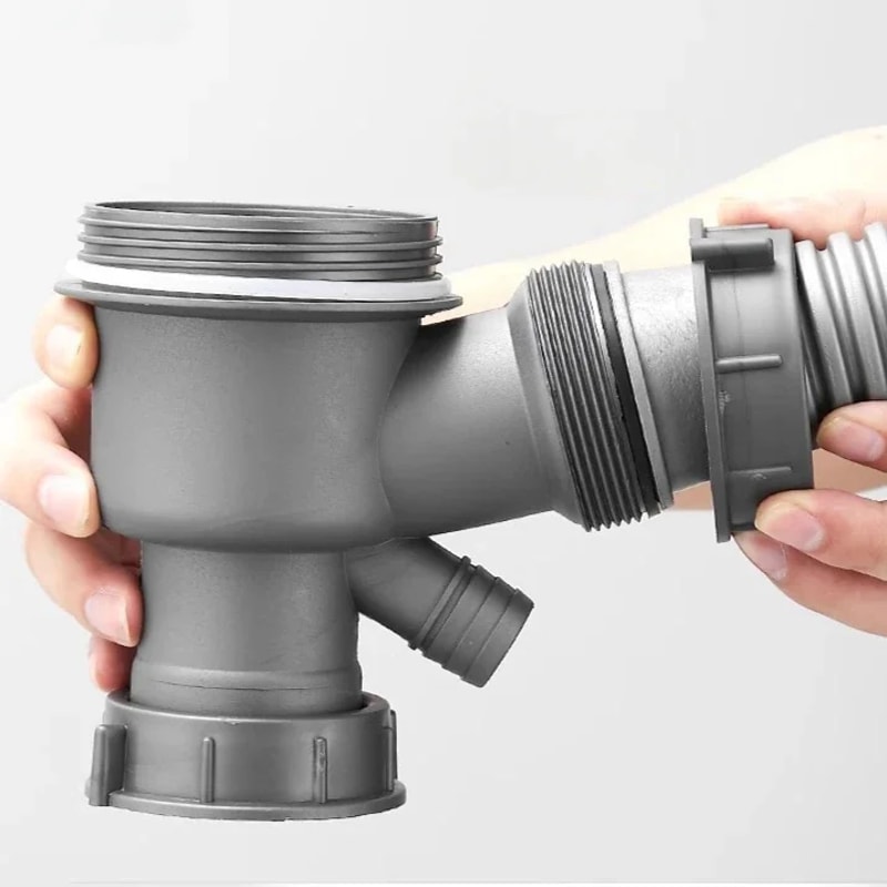 Double Basin Kitchen Sink Drain Pipe Kit with Odor Proof Anti Clog Drainer