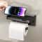 Wall Mounted Toilet Paper Holder with Shelf Black Bathroom Organizer