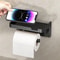 Wall Mounted Toilet Paper Holder with Shelf Black Bathroom Organizer