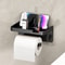 Wall Mounted Toilet Paper Holder with Shelf Black Bathroom Organizer