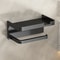 Wall Mounted Toilet Paper Holder with Shelf Black Bathroom Organizer