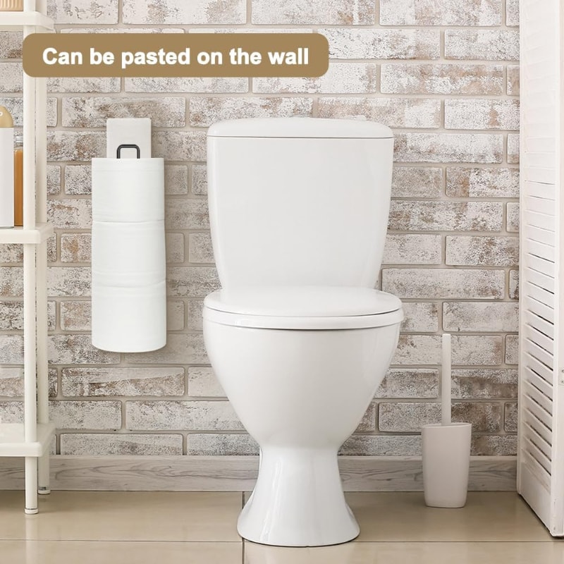 Wall Mounted Toilet Paper Holder with Storage Shelf Self Adhesive Bathroom Organizer