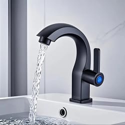 modern matte black bathroom faucet with side sprayer and easy install design