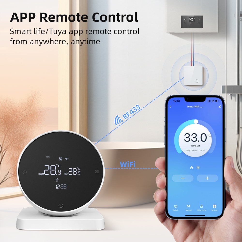 Smart WiFi Thermostat For Gas Boiler With Alexa Tuya Control 2