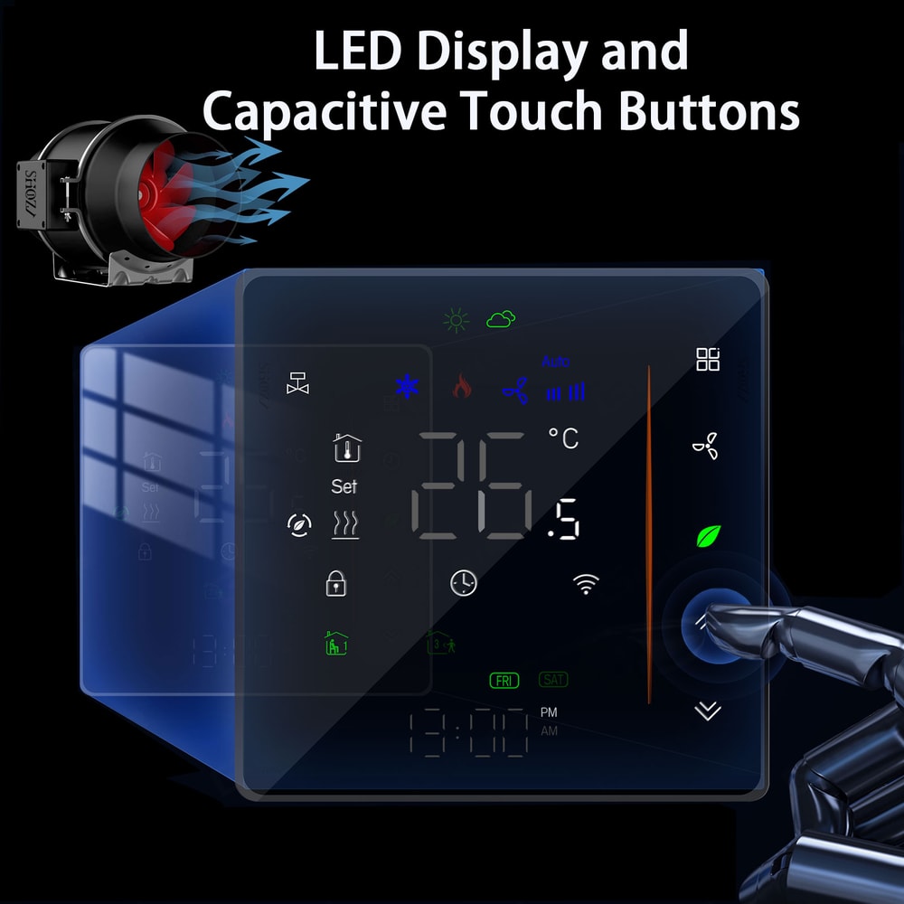 Smart WiFi Fan Coil Thermostat with Control for Heating and Cooling