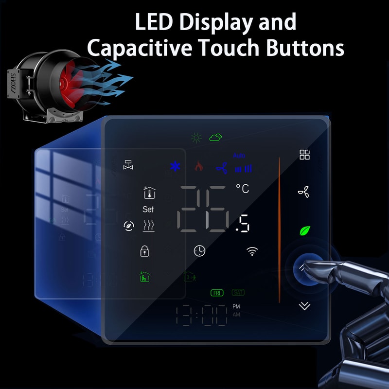 Smart WiFi Fan Coil Thermostat with Control for Heating and Cooling