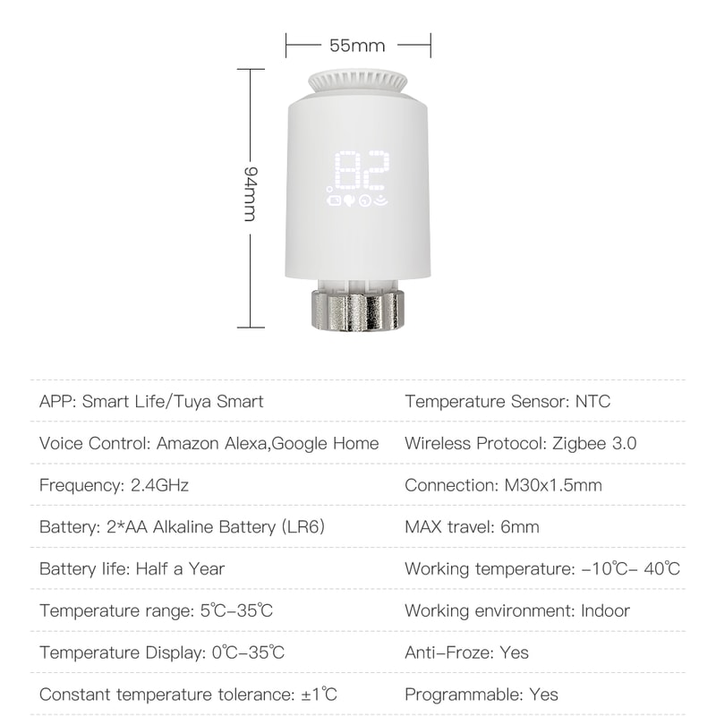 Smart Radiator Thermostat ZigBee TRV Valve with App Control for Energy Efficient Heating