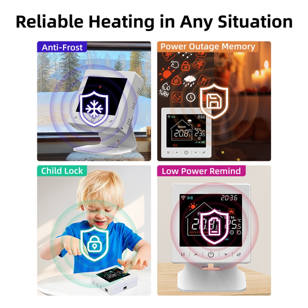 Smart WiFi Thermostat for Gas Boilers with Alexa Google and Tuya App Control