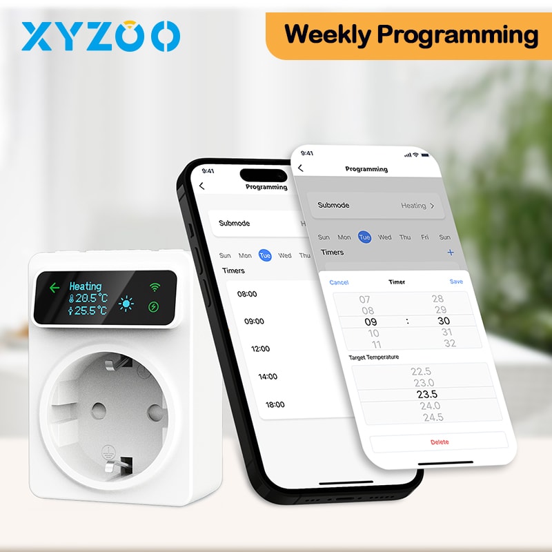 Smart Thermostat Socket with WiFi Temperature Control & Voice Assistant Support