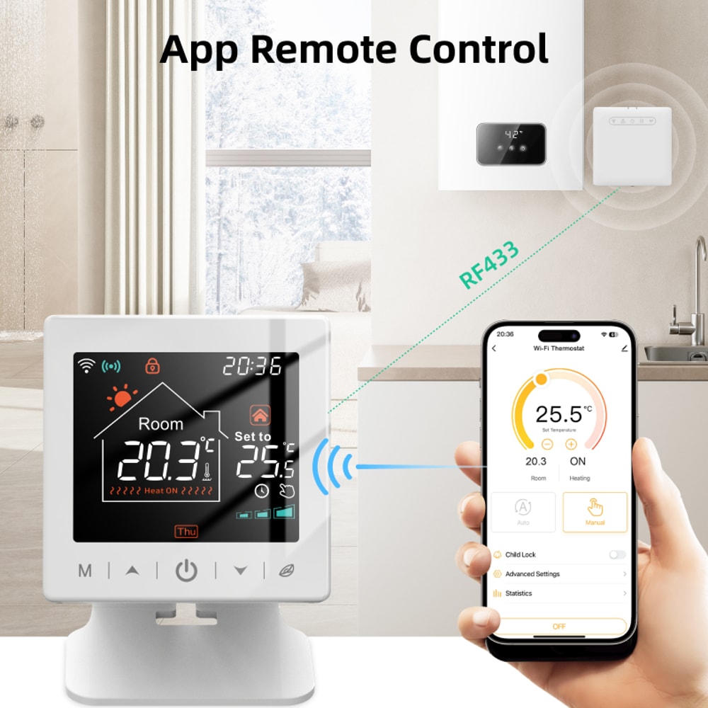 Smart WiFi Thermostat for Gas & Water Boilers Wireless Temperature Controller with Alexa & Google Home