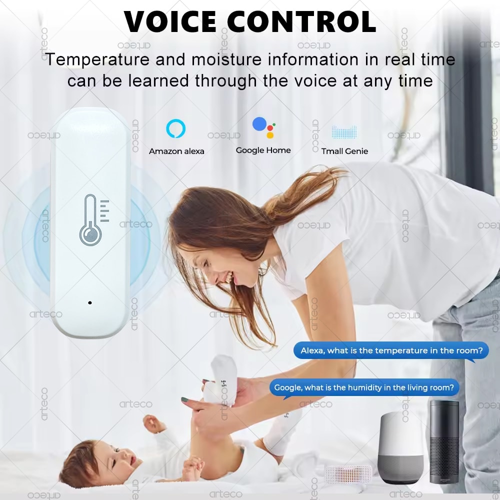 ZigBee Temperature Sensor Smart Humidity Monitor with App Control and Alexa Compatibility