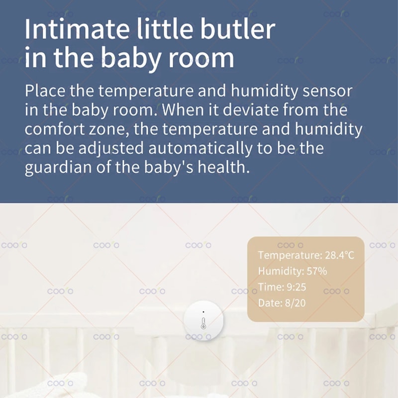 Smart Zigbee Temperature Sensor with Humidity Monitor for Alexa Google Home Remote Control