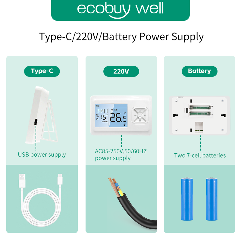 Smart WiFi Thermostat for Gas Boiler with Tuya Alexa Control Battery Powered