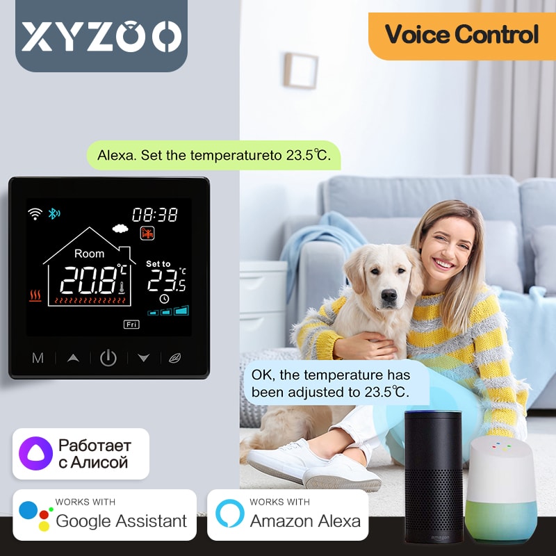 Smart WiFi Thermostat for Gas Boiler with Tuya App Alexa Google Home Programmable Control