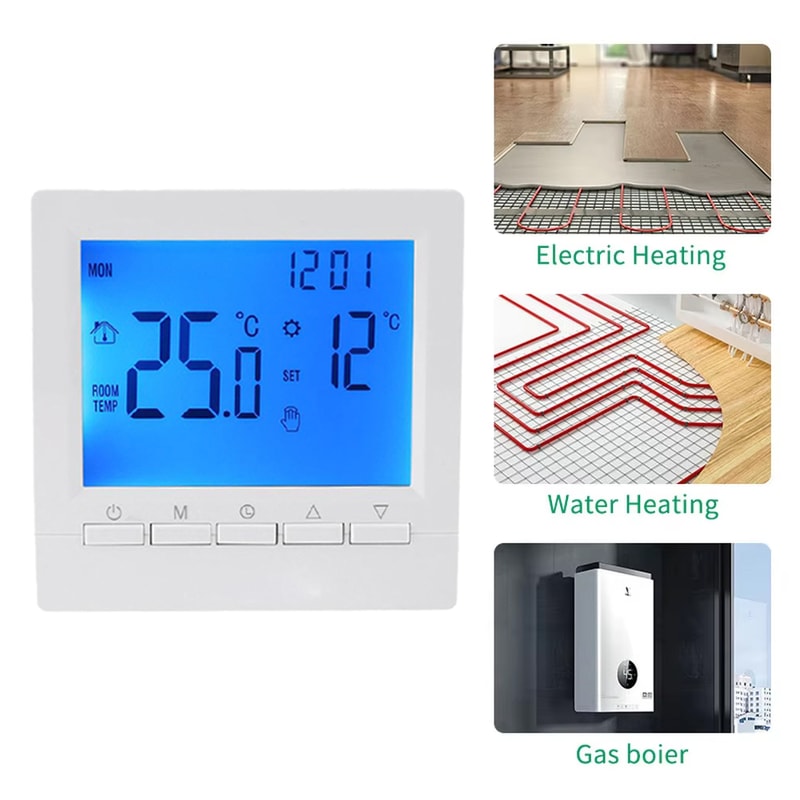 Smart Programmable Thermostat for Gas Boiler Heating with Wireless Control & Child Lock
