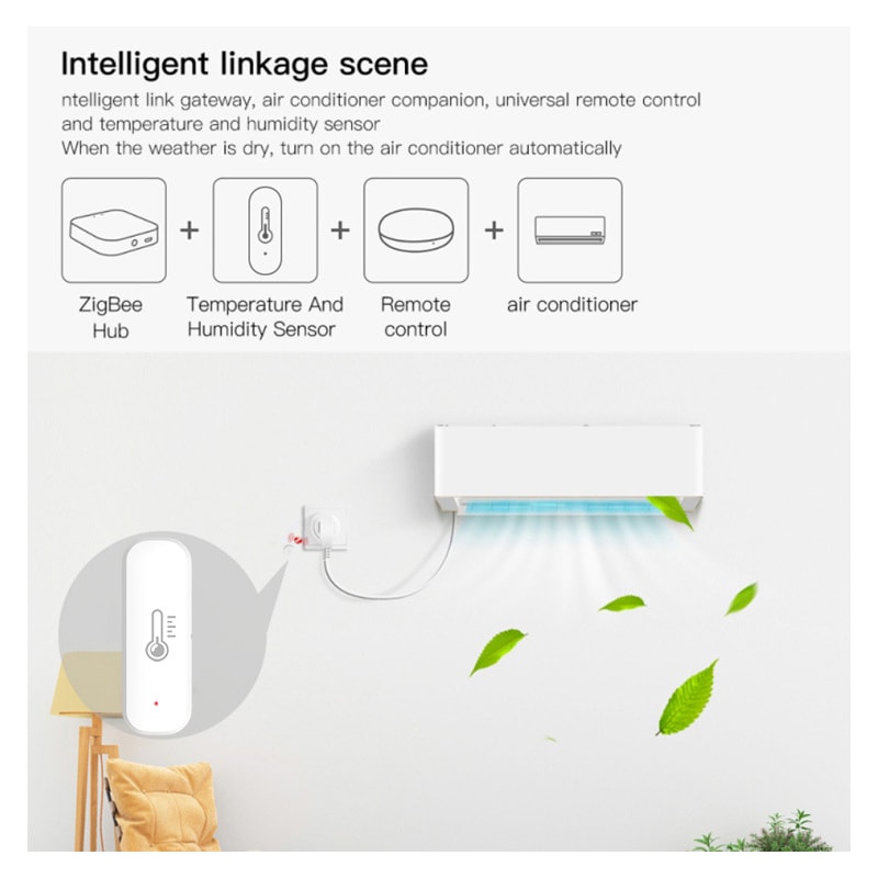 ZigBee Smart Temperature Humidity Sensor for Home Automation with Alexa Google Support