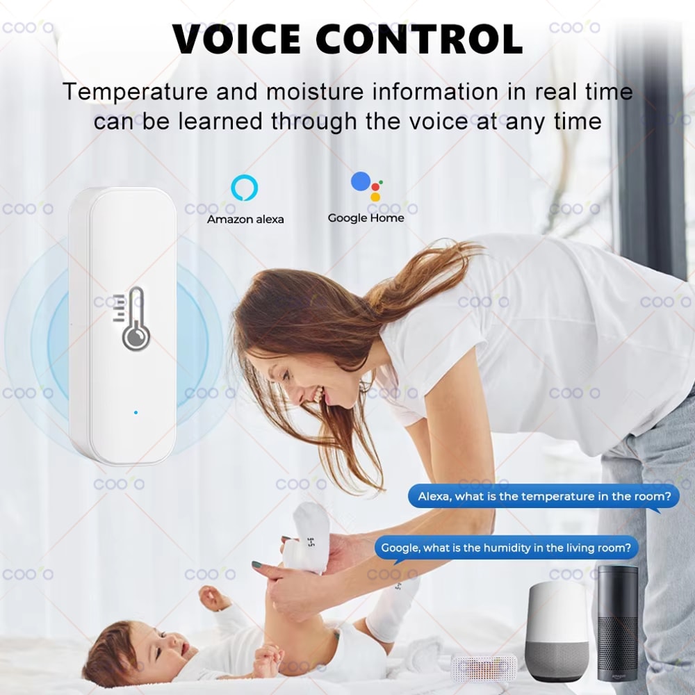 ZigBee Smart Temperature Humidity Sensor for Home Automation with Alexa Google Support