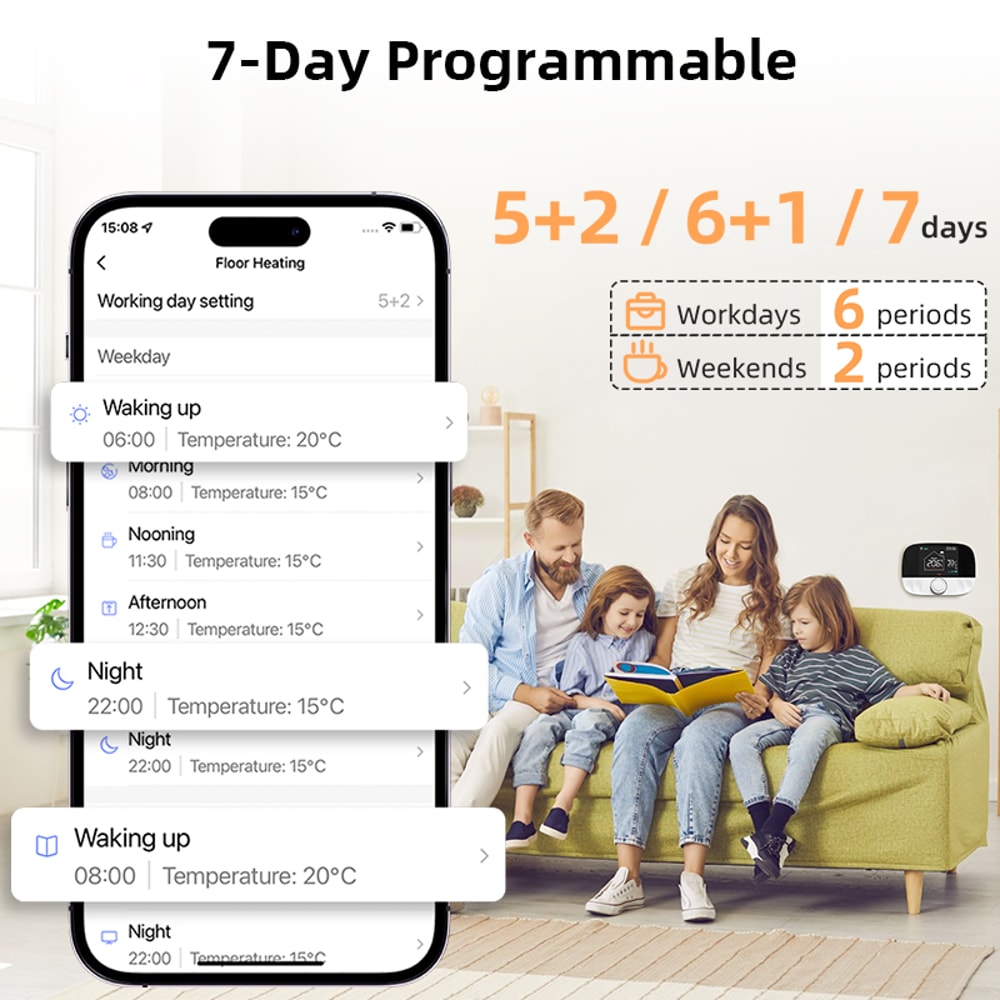 Tuya Smart WiFi Heating Thermostat with Alexa Control for Underfloor & Boiler Systems