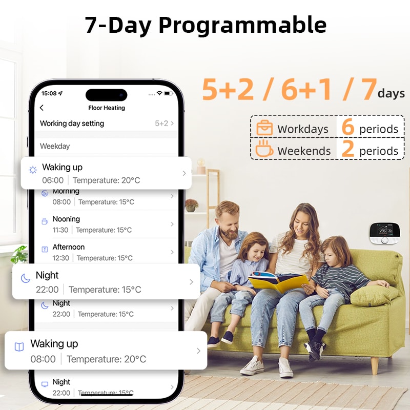 Tuya Smart WiFi Heating Thermostat with Alexa Control for Underfloor & Boiler Systems
