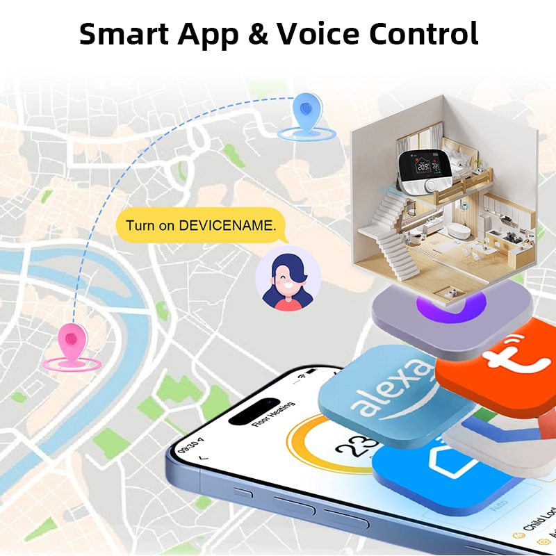 Tuya Smart WiFi Heating Thermostat with Alexa Control for Underfloor & Boiler Systems