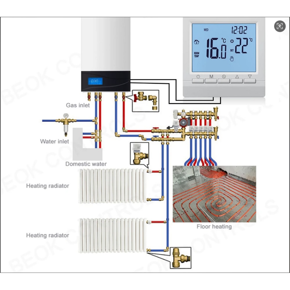 Smart Programmable Room Thermostat for Gas Boiler Heating Control